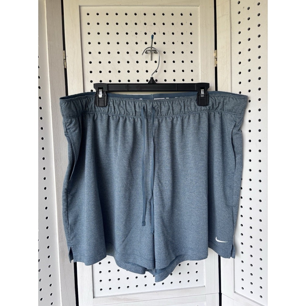 Nike Dri Fit Pull On Athletic Shorts Women's 2X Heathered Blue Elastic Waist